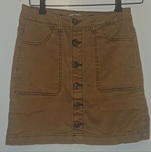 Kensie Tan Button-Front Mini Skirt